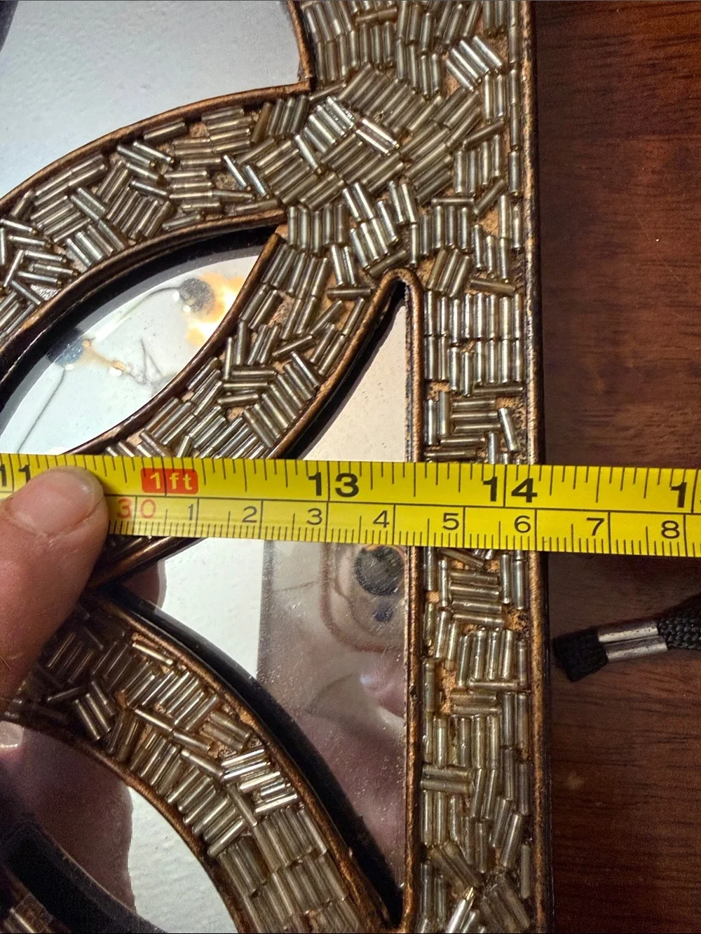 Ornate Interlocking Circle Wall Mirror - Gold Finish 14x14 heavy beautiful mirro